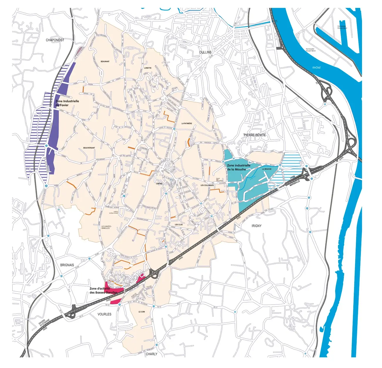 Carte des zones industrielles